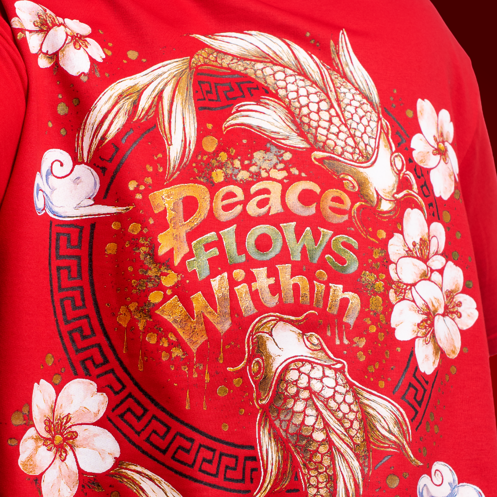 BOAMBLA | Peace Flows Within Oversized Tee | Red