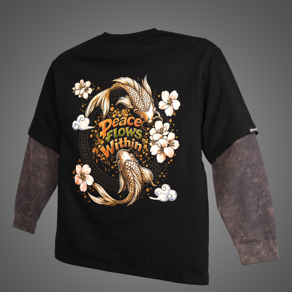 BOAMBLA | Peace Flows Within Oversized Tee | Black