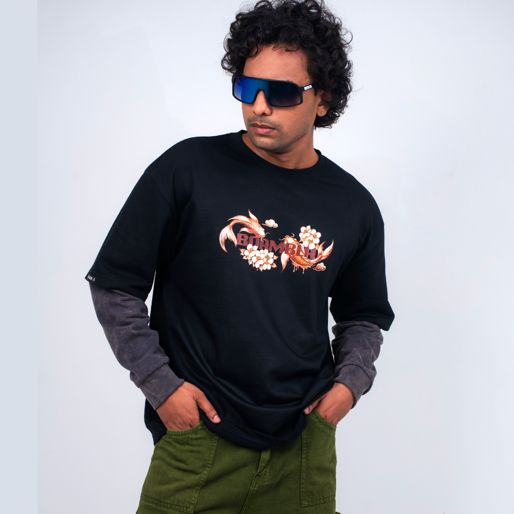 BOAMBLA | Peace Flows Within Oversized Tee | Black