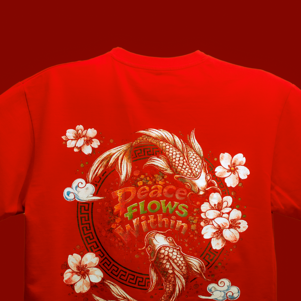 BOAMBLA | Peace Flows Within Oversized Tee | Red