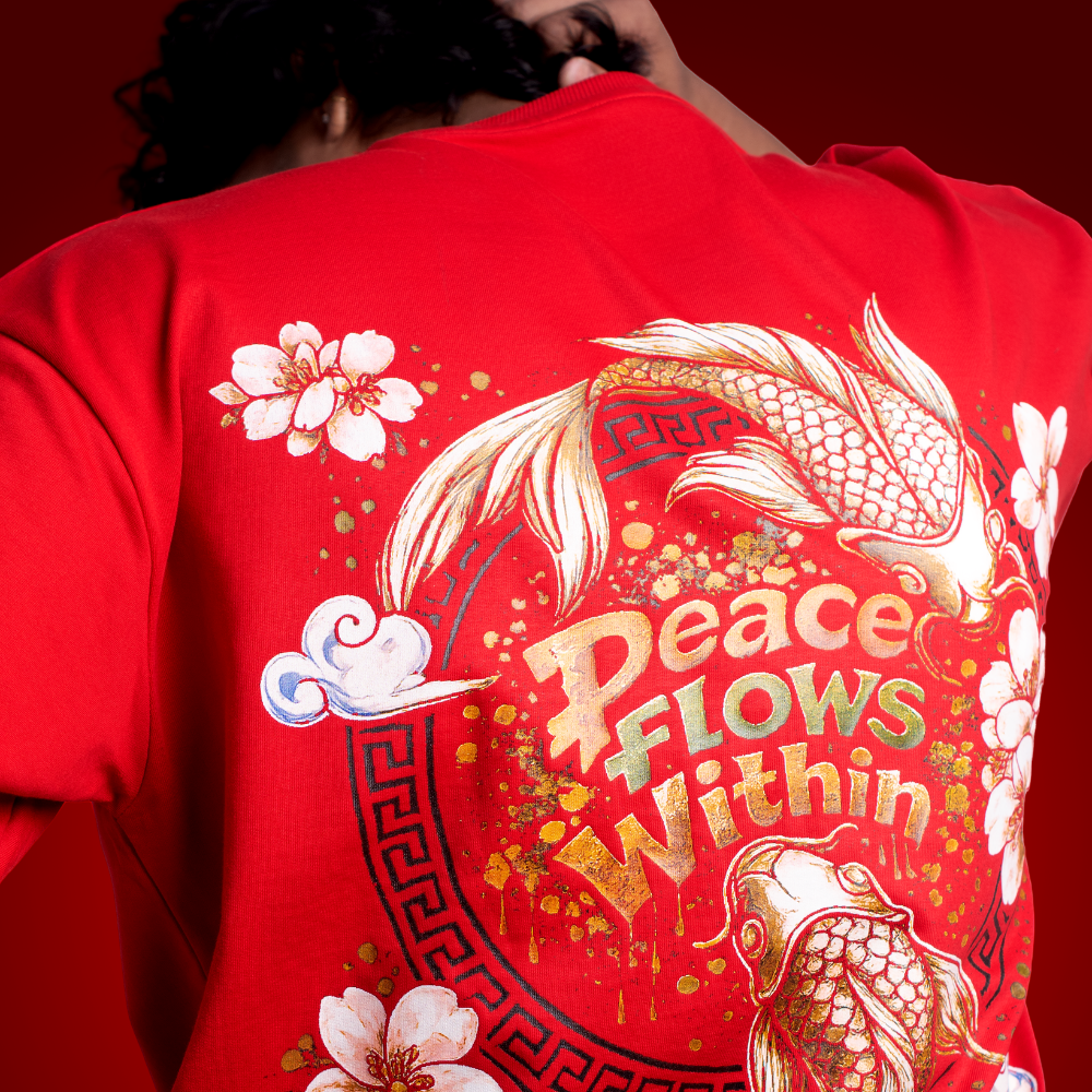 BOAMBLA | Peace Flows Within Oversized Tee | Red