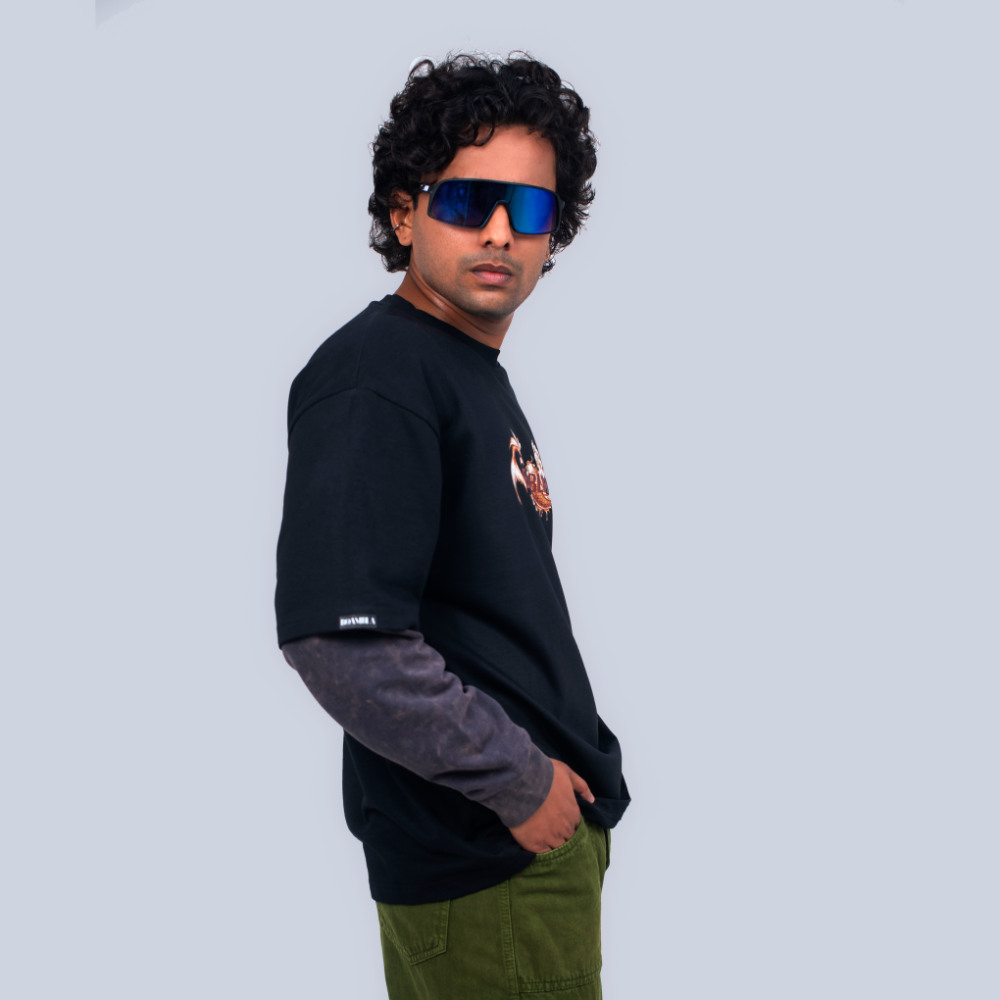BOAMBLA | Peace Flows Within Oversized Tee | Black