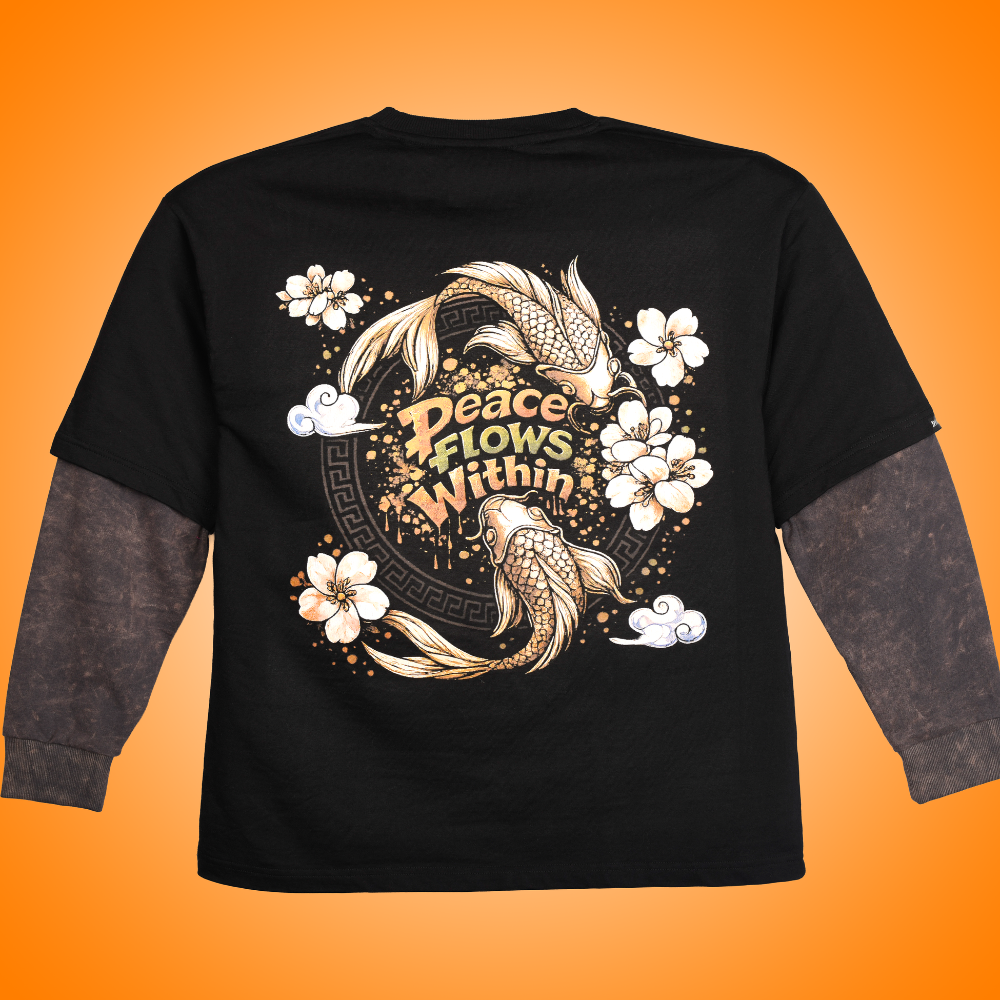 BOAMBLA | Peace Flows Within Oversized Tee | Black