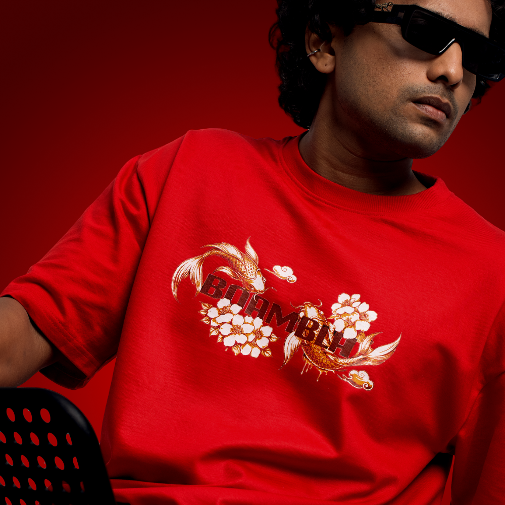 BOAMBLA | Peace Flows Within Oversized Tee | Red