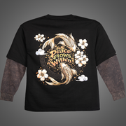 BOAMBLA | Peace Flows Within Oversized Tee | Black