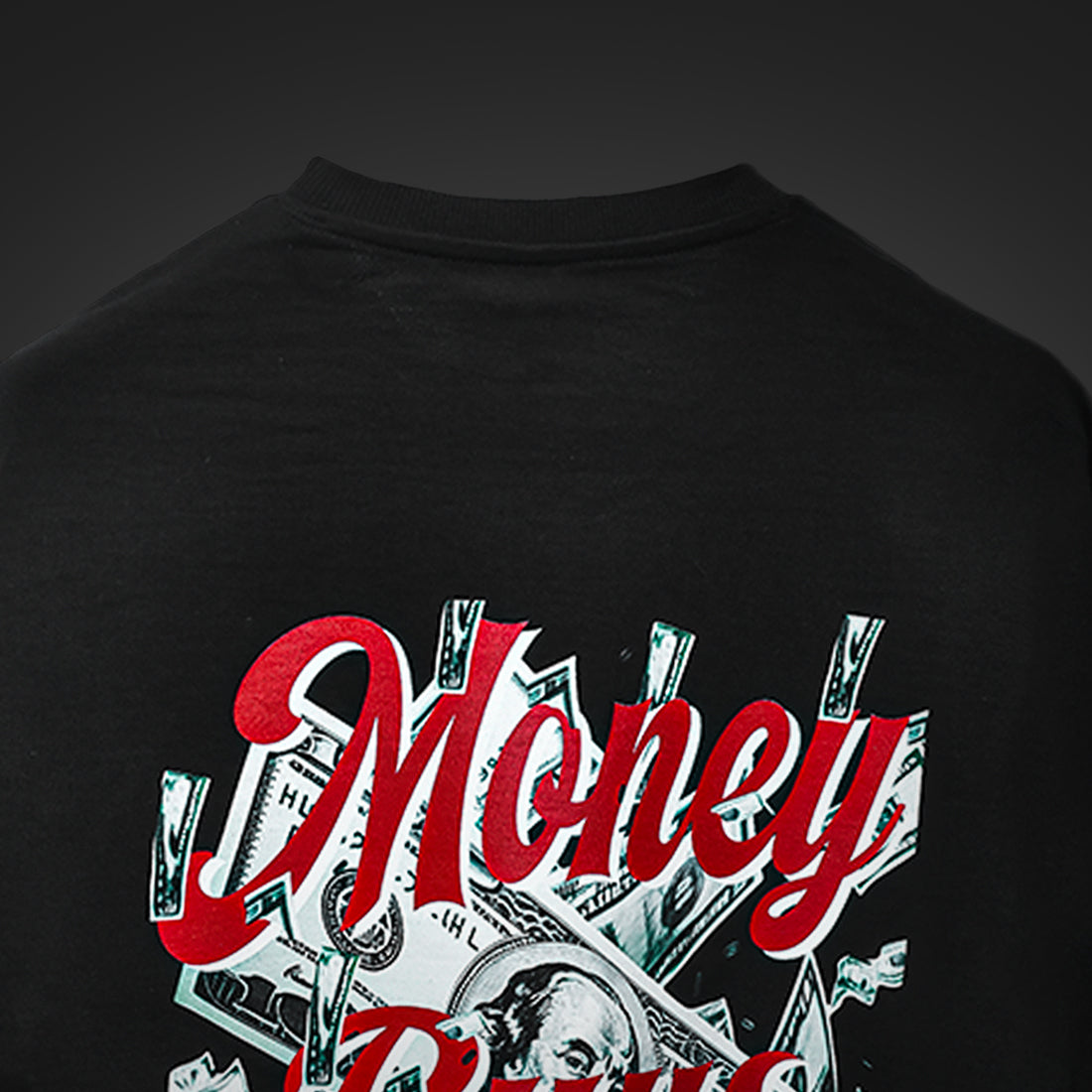 Balck BOAMBLA Money Buys Happiness — Reality Check Oversized Tee