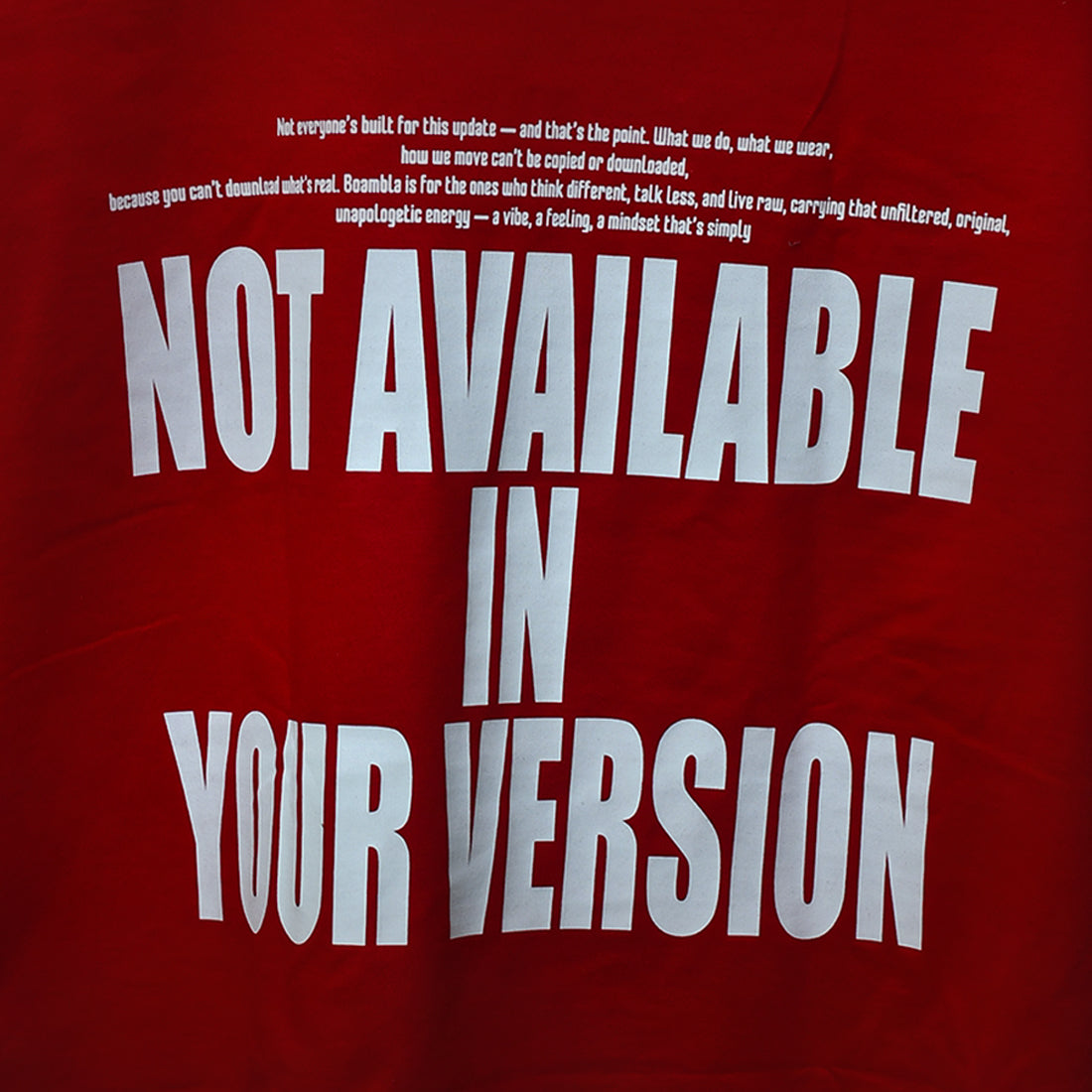 Red | BOAMBLA “Not Available in your Vision” Oversized Tee