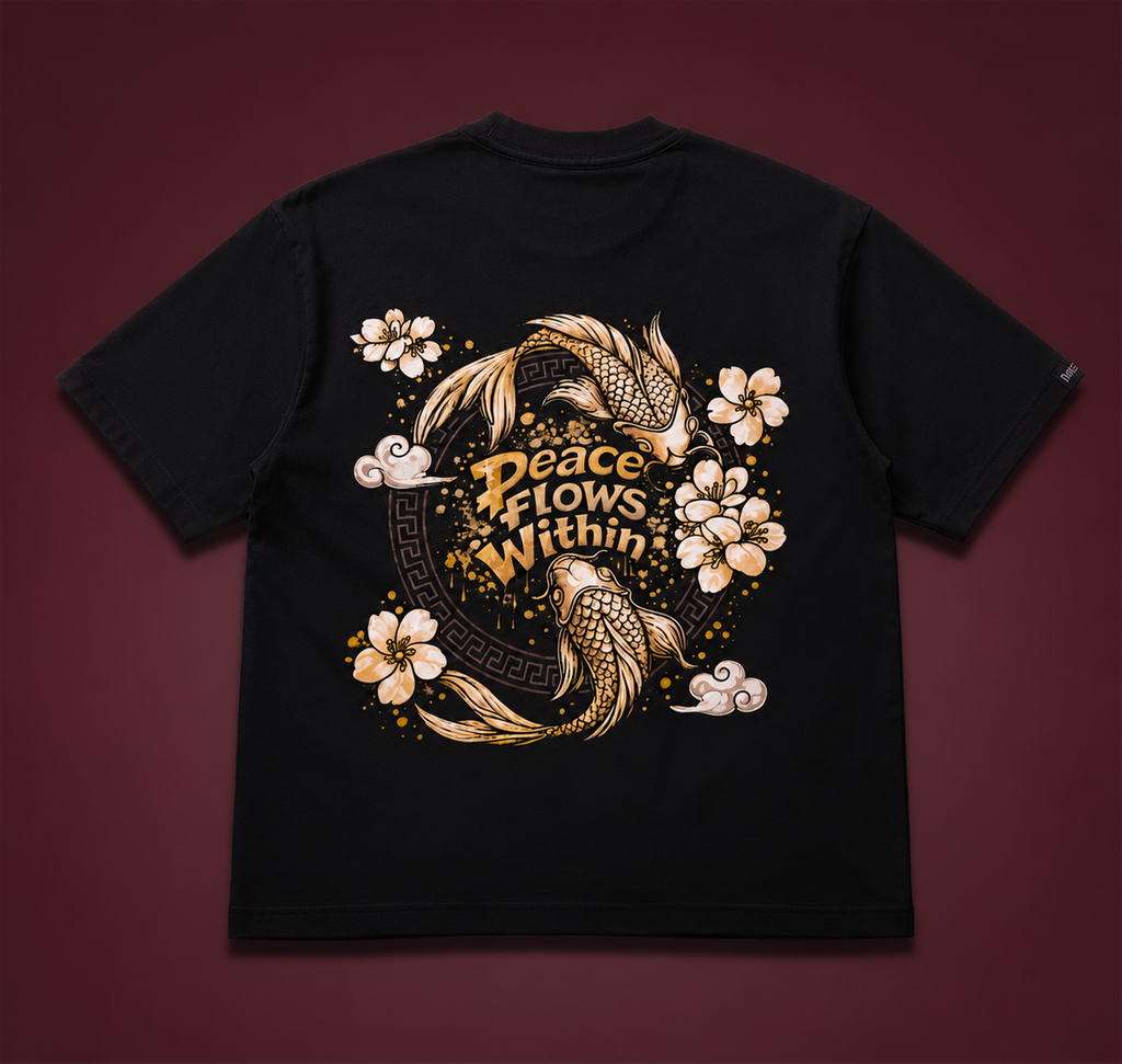 BOAMBLA | Peace Flows Within Oversized Tee | Black
